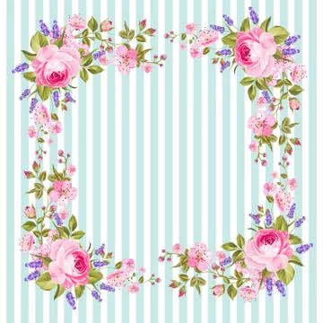 Flower frame for invitation card. Stock Illustration