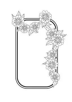 Flower frame with linear daisy. Decor with beautiful decorative summer flower Stock Illustration