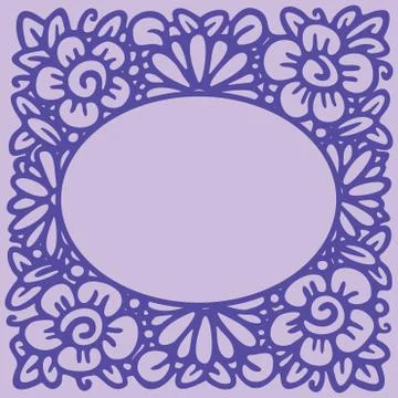 Flower frame in linear sketch style for florist shop, organic cosmetics, wedding Illustrazione stock