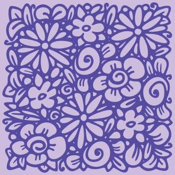 Flower frame in linear sketch style for florist shop, organic cosmetics, wedding Stock Illustration