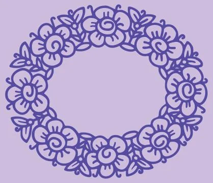 Flower frame in linear sketch style for florist shop, organic cosmetics, wedding Illustrazione stock