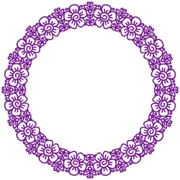 Flower frame in linear sketch style for florist shop, organic cosmetics, wedding Stock Illustration