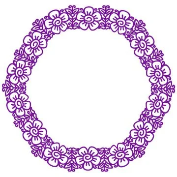 Flower frame in linear sketch style for florist shop, organic cosmetics, wedding Illustrazione stock