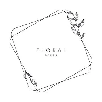 Flower frame logo wedding frame square geometric invitation card template han Stock Illustration