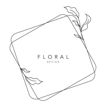 Flower frame logo wedding frame square geometric invitation card template han Stock Illustration