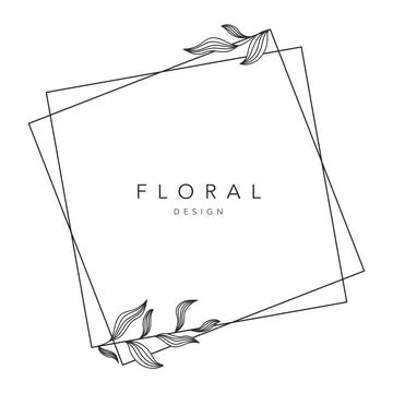 Flower frame logo wedding frame diamond geometric invitation card template ha Stock Illustration