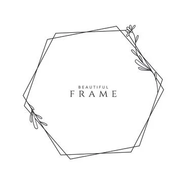 Flower frame logo wedding frame hexagon geometric invitation card template ha Stock Illustration