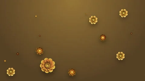 Flower frame, radial composition. Thin golden circle strokes appearing in middle Video stock 132899586