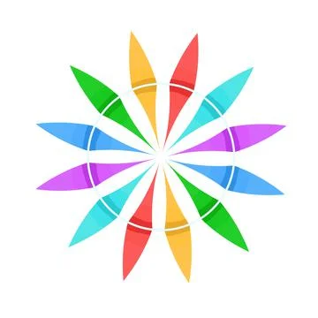 The flower frame is round with multicolored flags .Vector Stock Illustration