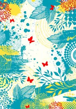 Flower frame for text with butterflies. Vector illustration Stock Illustration