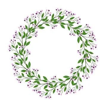 Flower Frames A set of cute retro flowers arranged without a wreath shape, .. イラスト素材