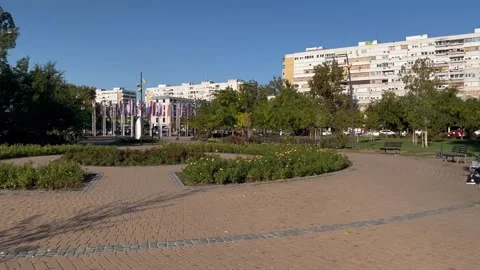 Flower Garden and Flag Square in Limanski Park, Novi Sad Stock Footage 346751688