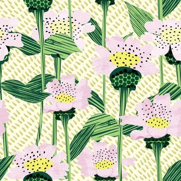 Flower garden seamless background vector pattern illustration Stock Illustration