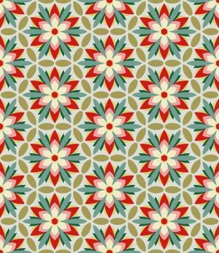 Flower geometry pattern for fabric, clothes. Warm colors Stock Illustration