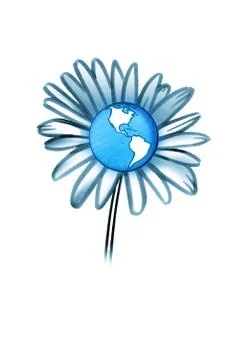 Flower with globe at its center Stock Illustration