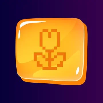 Flower glossy ui button with pixelated icon Stock Illustration