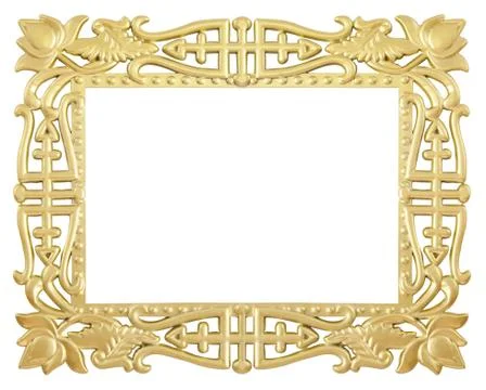 Flower gold frame Stock Illustration