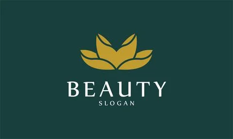 Flower gold logo vector elegant design spa massage beauty salon nature flor.. Stock Illustration
