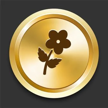 Flower on Golden Internet Button Stock Illustration