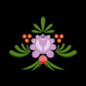 Flower Gorodets painting. Russian national folk craft. Elements of traditiona 스톡 일러스트