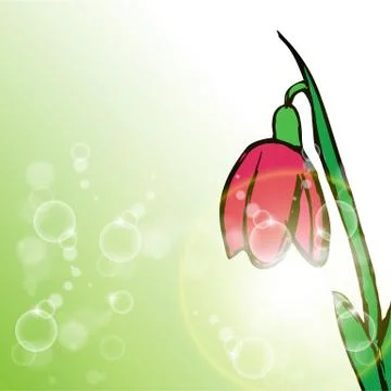 Flower on green background with rays Stock Illustration