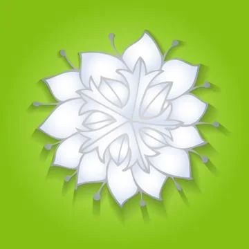Flower on green background with realistic shadow Stock Illustration