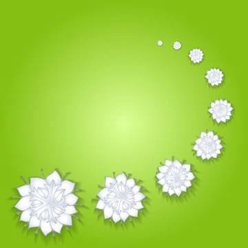 Flower on green background with realistic shadow Stock Illustration