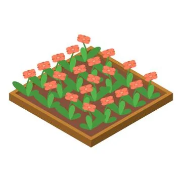 Flower ground part icon, isometric style Stock Illustration