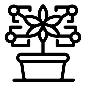 Flower growing with data connecting points showing concept of digital growth Illustrazione stock