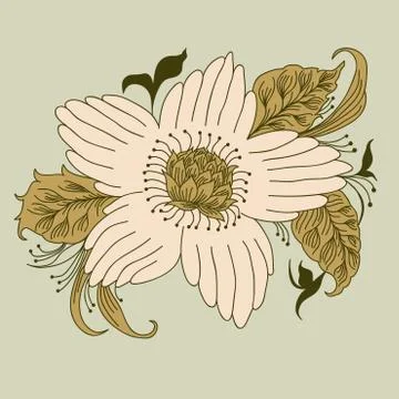 Flower hand drawn, doodle, vector Stock Illustration
