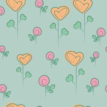 Flower hand drawn simless pattern. For textile, web background, print Stock Illustration