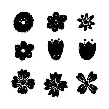 Flower hand drawn solid icon vector illustration Stock Illustration