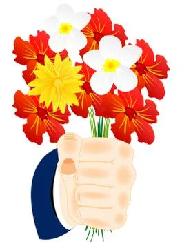 Flower in hand Stock Illustration
