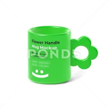 Flower Handle Mug Mockup Modello PSD