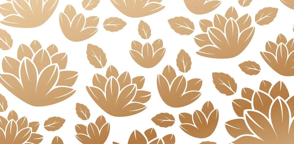 Flower head leaf gold pattern Stock Illustration