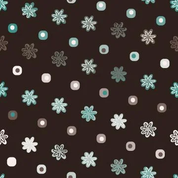 Flower heads seamless vetor pattern on black Ilustração Stock