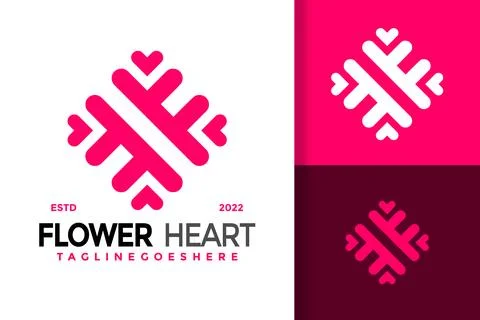 Flower Heart Logo Design Vector Illustration Template Stock Illustration