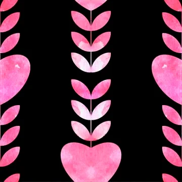 Flower heart. Seamless pattern. Texture watercolor. St. Valentines Day. Stock Photos