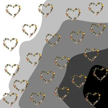 Flower hearts on a gray background Stock Illustration