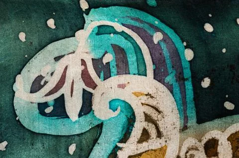 Flower, hot batik, background texture, handmade on silk, abstract surrealism  Stock Illustration