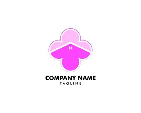 Flower House Logo Vector Template Stock Illustration