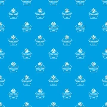 Flower house pattern vector seamless blue 스톡 일러스트