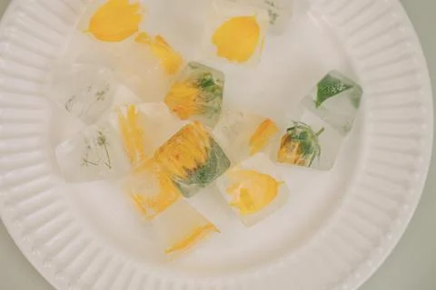 Flower ice cube Stock Photos