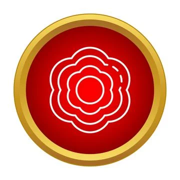 Flower icon button with gold border 스톡 일러스트