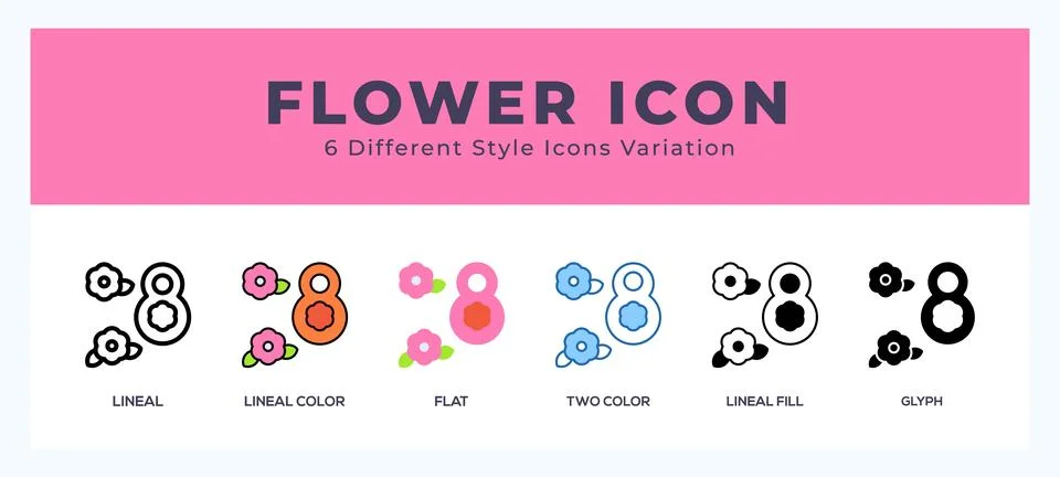 Flower icon in different style vector illustration. 库存插图