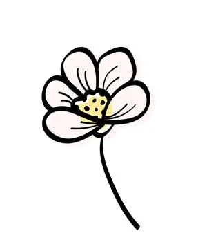 Flower icon doodle sketch. Vector illustration of a cartoon flower. Isolate.. Stock Illustration