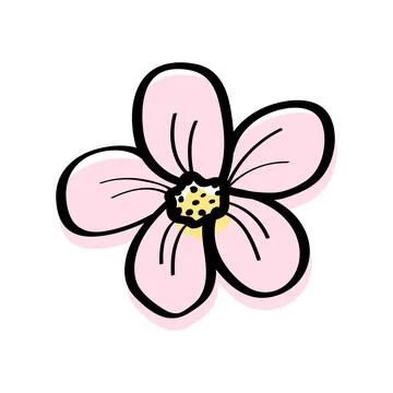 Flower icon doodle sketch. Vector illustration of a cartoon flower. Isolate o Stock Illustration