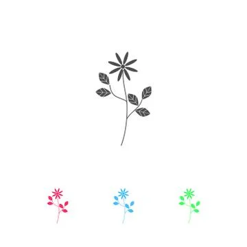 Flower icon flat. Stock Illustration