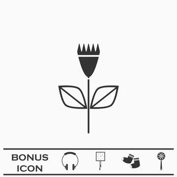 Flower icon flat. Stock Illustration
