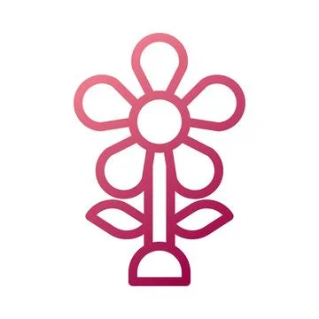 Flower icon gradient white red colour easter symbol illustration. Stock Illustration